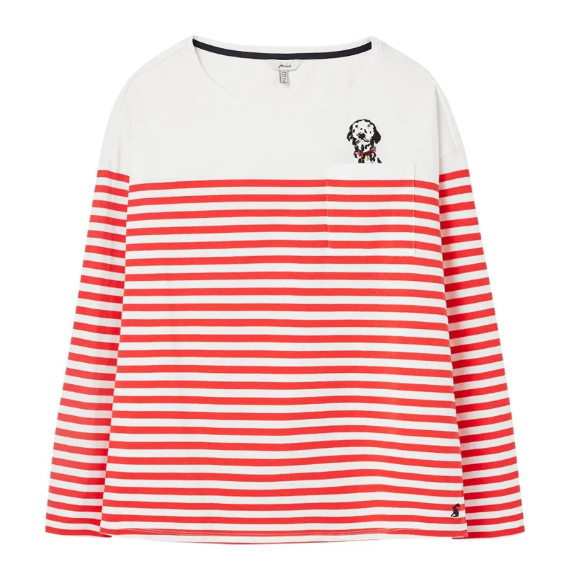 Joules Marina Emb Dropped Shoulder Jersey Top - Red Dog